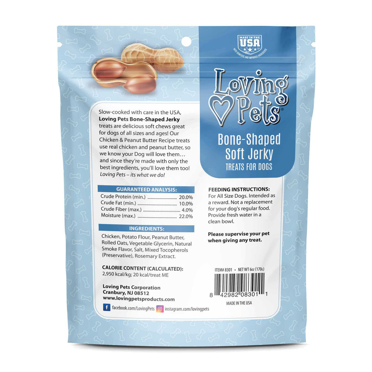 Peanut Butter & Chicken Bone-Shaped Soft Jerky Dog Treats