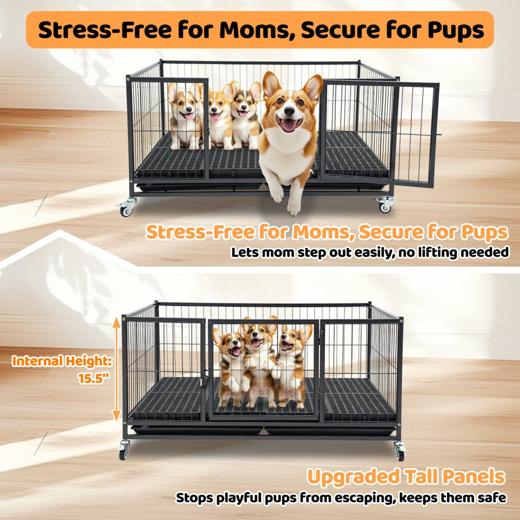 42" Stackable Dog Crate 43T+WHLP02