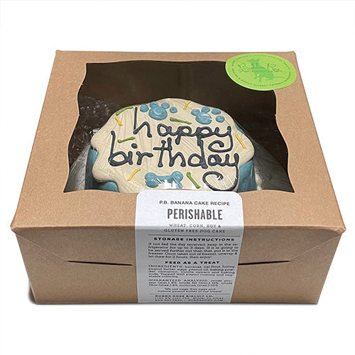 Personalized Peanut Butter Banana Dog Birthday Cake with Candle