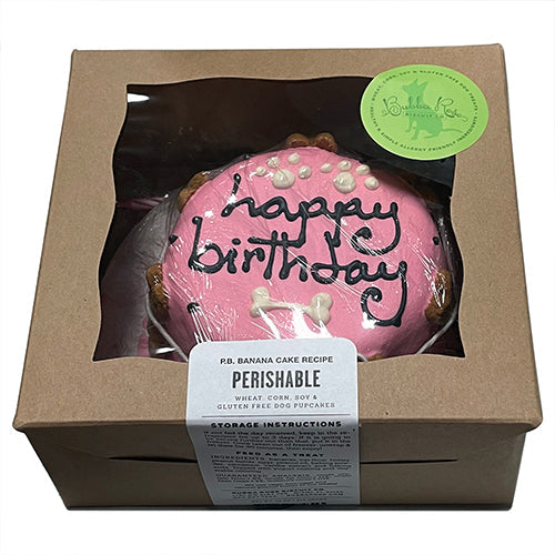Personalized Peanut Butter Banana Dog Cake with Yogurt Coating