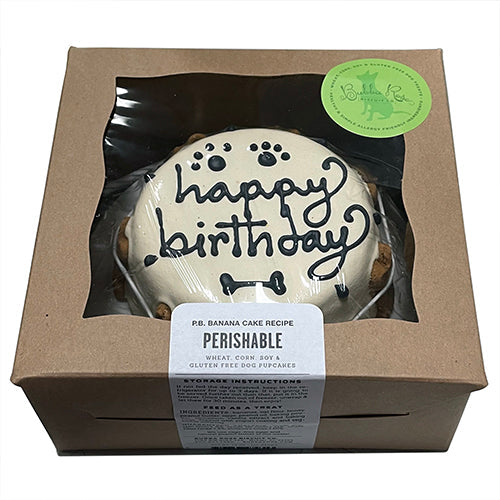 Personalized Peanut Butter Banana Dog Birthday Cake with Candle