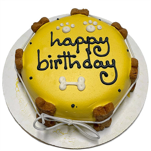 Peanut Butter Banana Dog Birthday Cake with Yogurt Coating