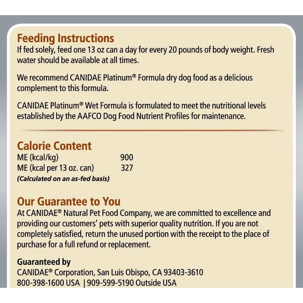 CANIDAE All Life Stages Platinum Less Active Canned Dog Food