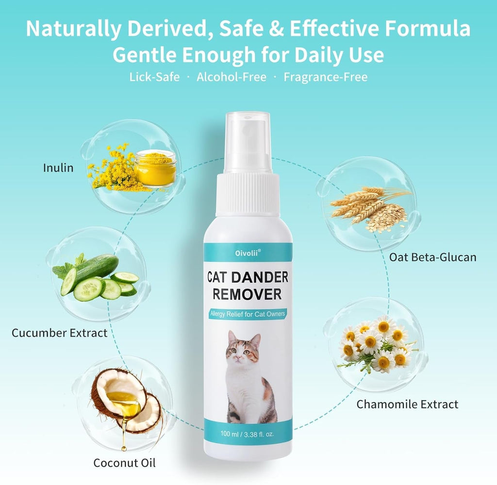 Cat Dander Remover Spray, Fragrance-Free, Waterless Grooming