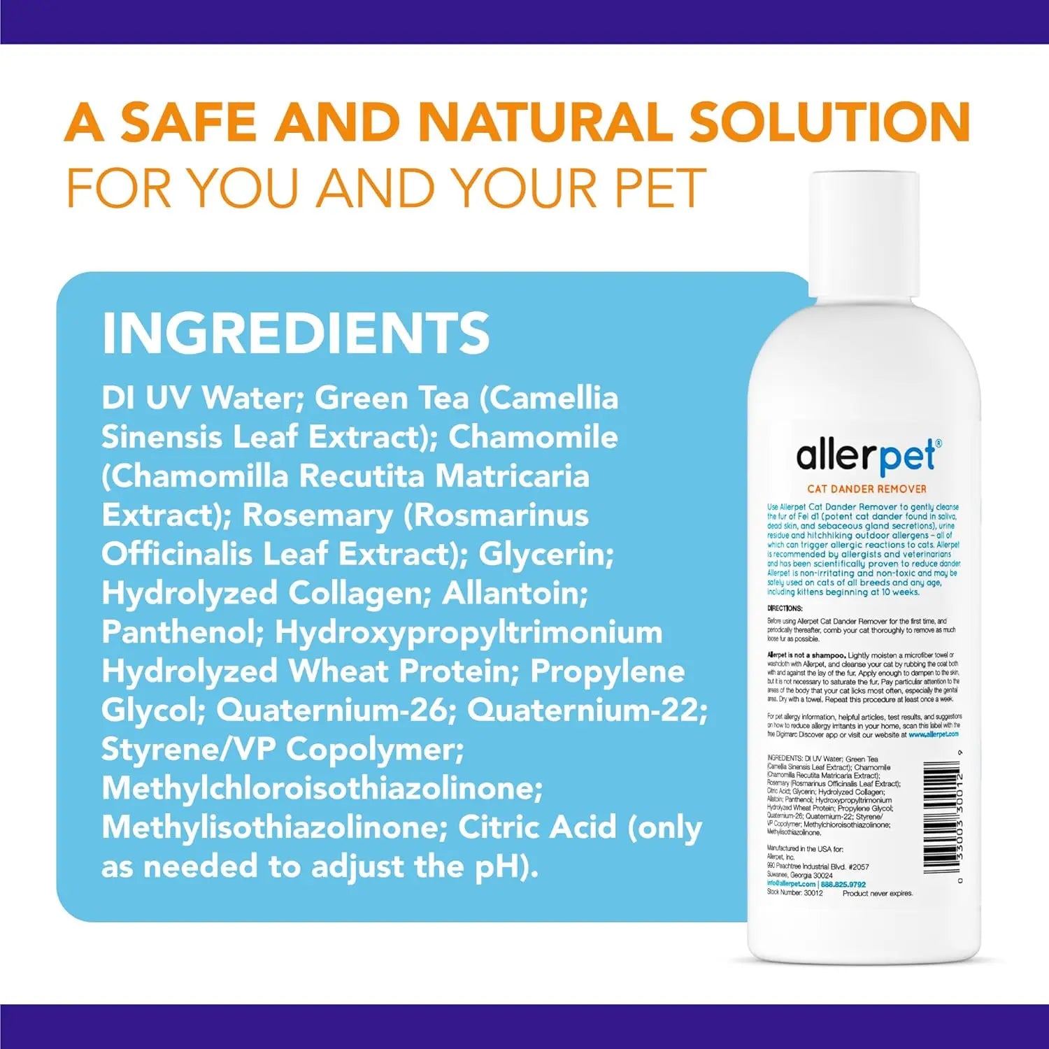 Cat Dander Remover Spray with Chamomile & Rosemary, 12 oz