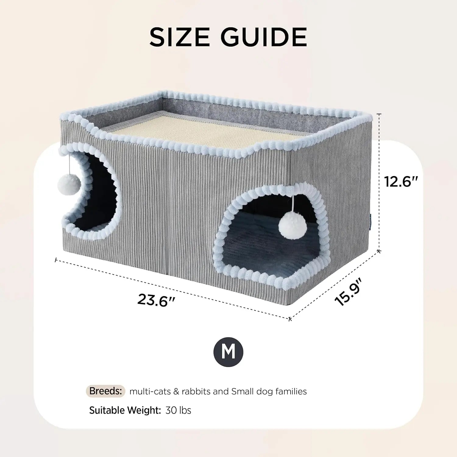 Cat Scratcher House with Removable Sisal Top and Cushion