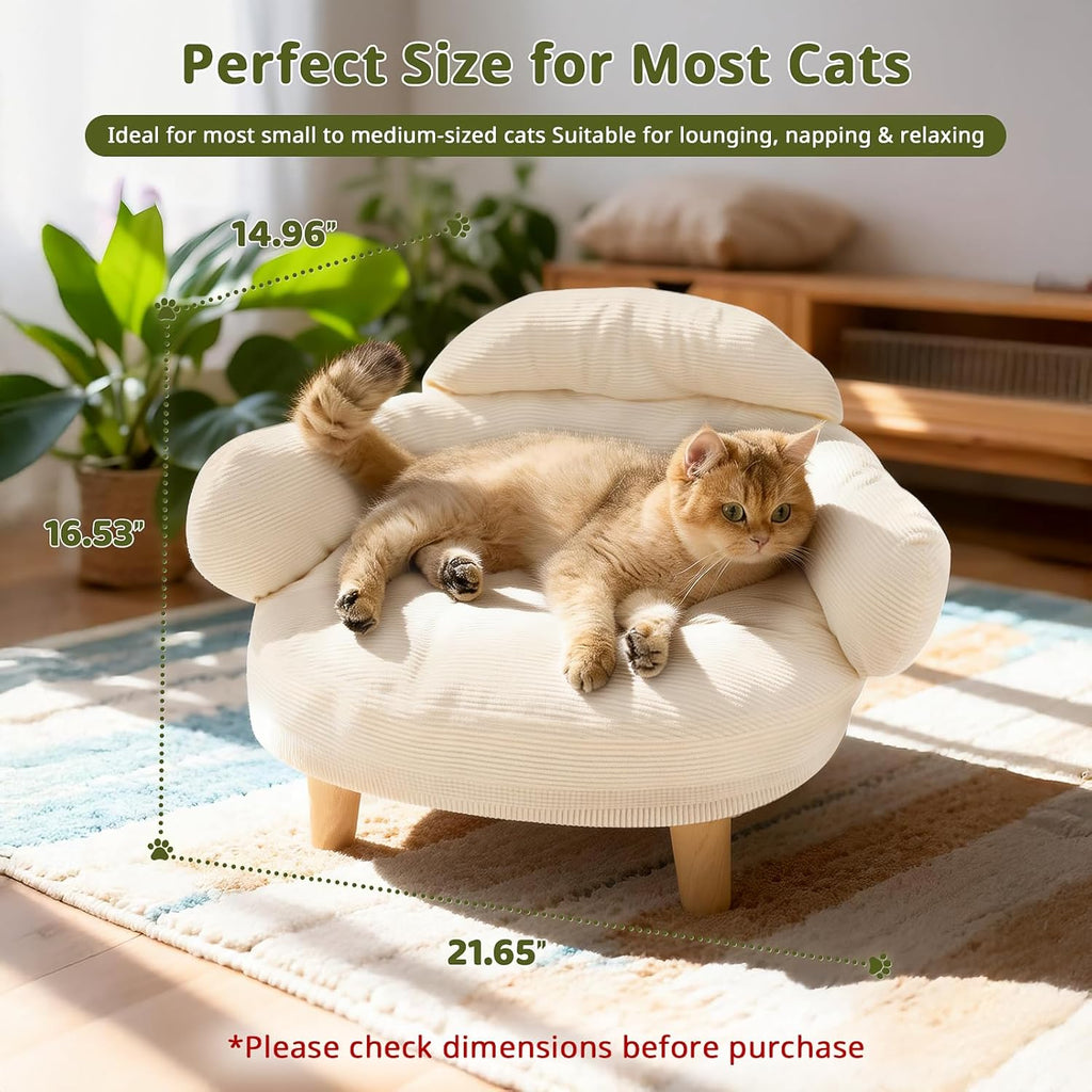 Furniture-Style Cat Sofa Bed with Cotton Velvet Upholstery