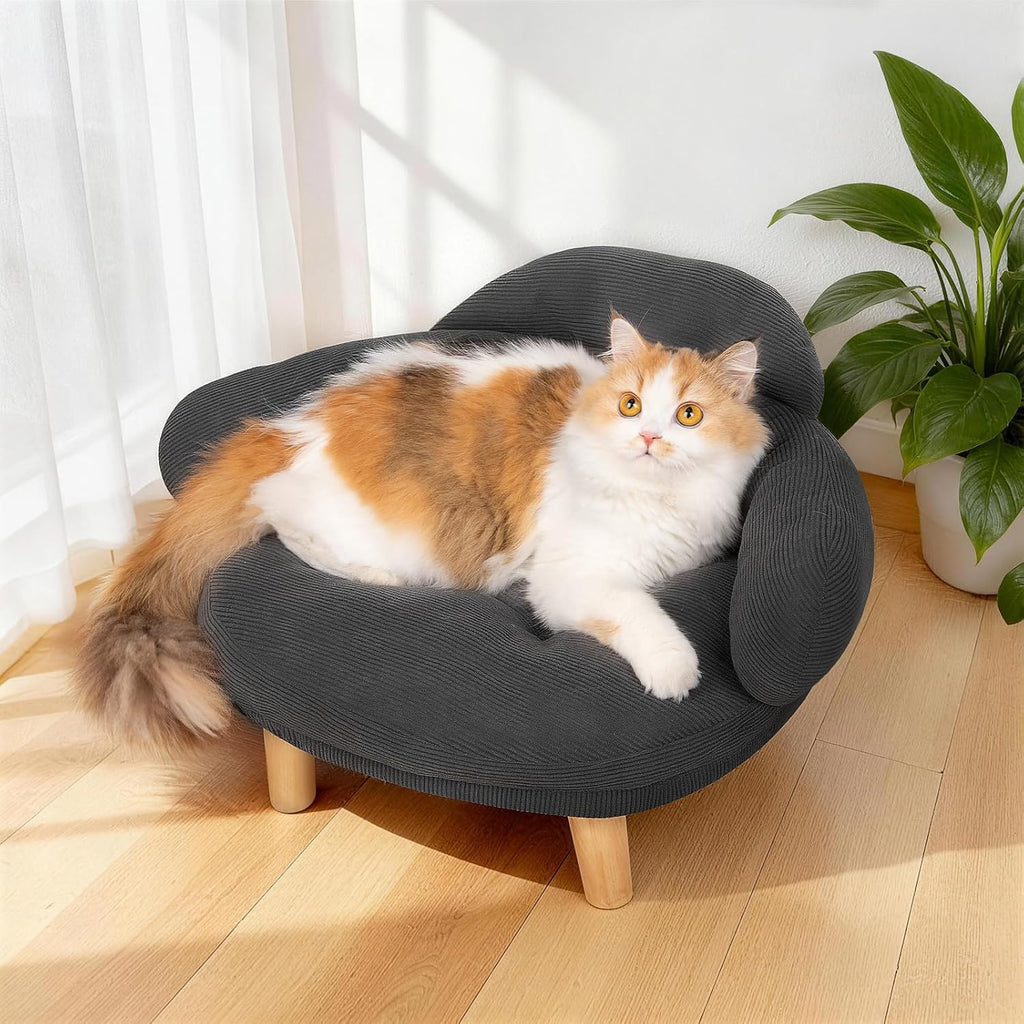 Furniture-Style Cat Sofa Bed with Cotton Velvet Upholstery