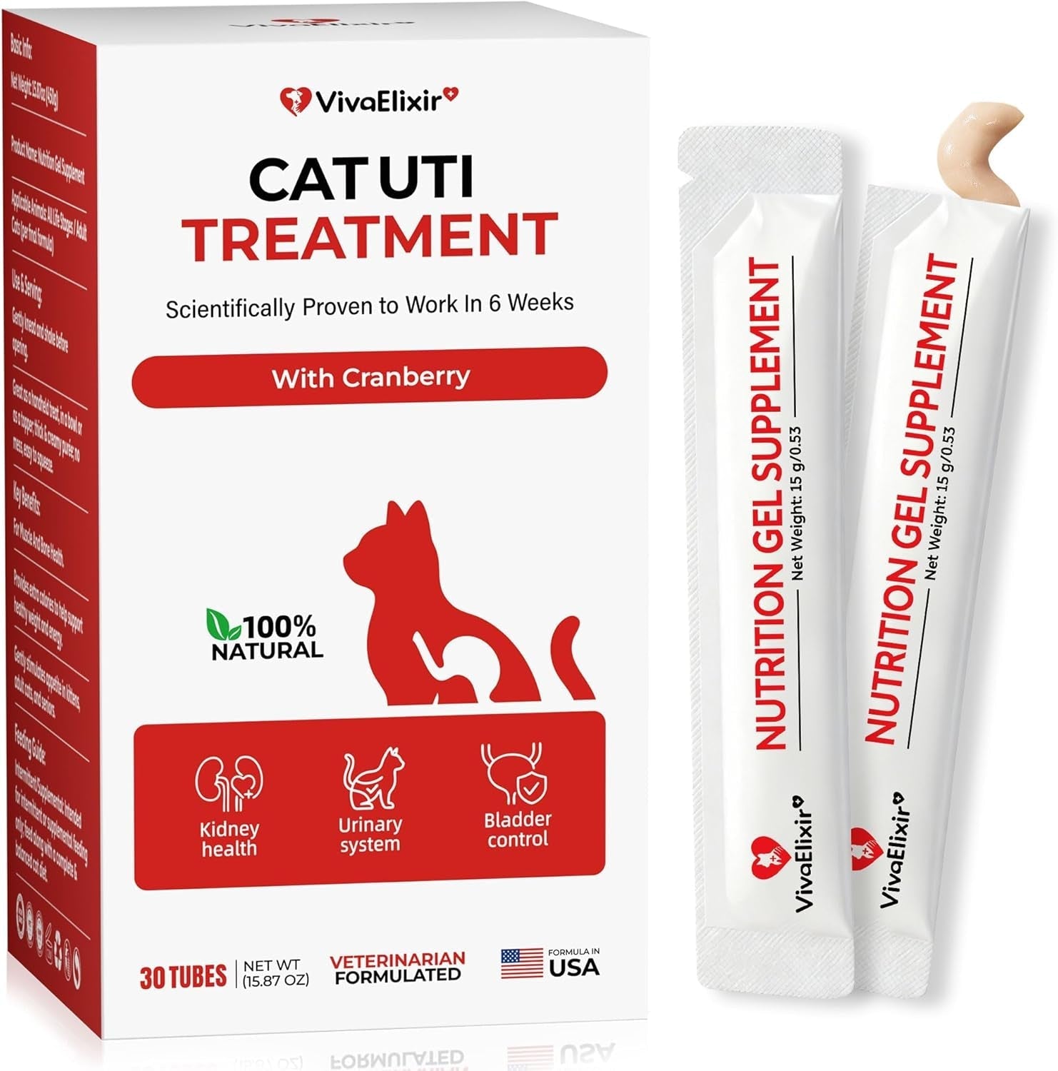 Cranberry Urinary & Kidney Support Bars for Cats, Chicken Flavor, 30 Pack
