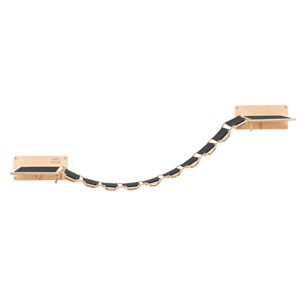 Wall-Mounted Wooden Cat Bridge with Felt-Covered Stairs, 48.8"
