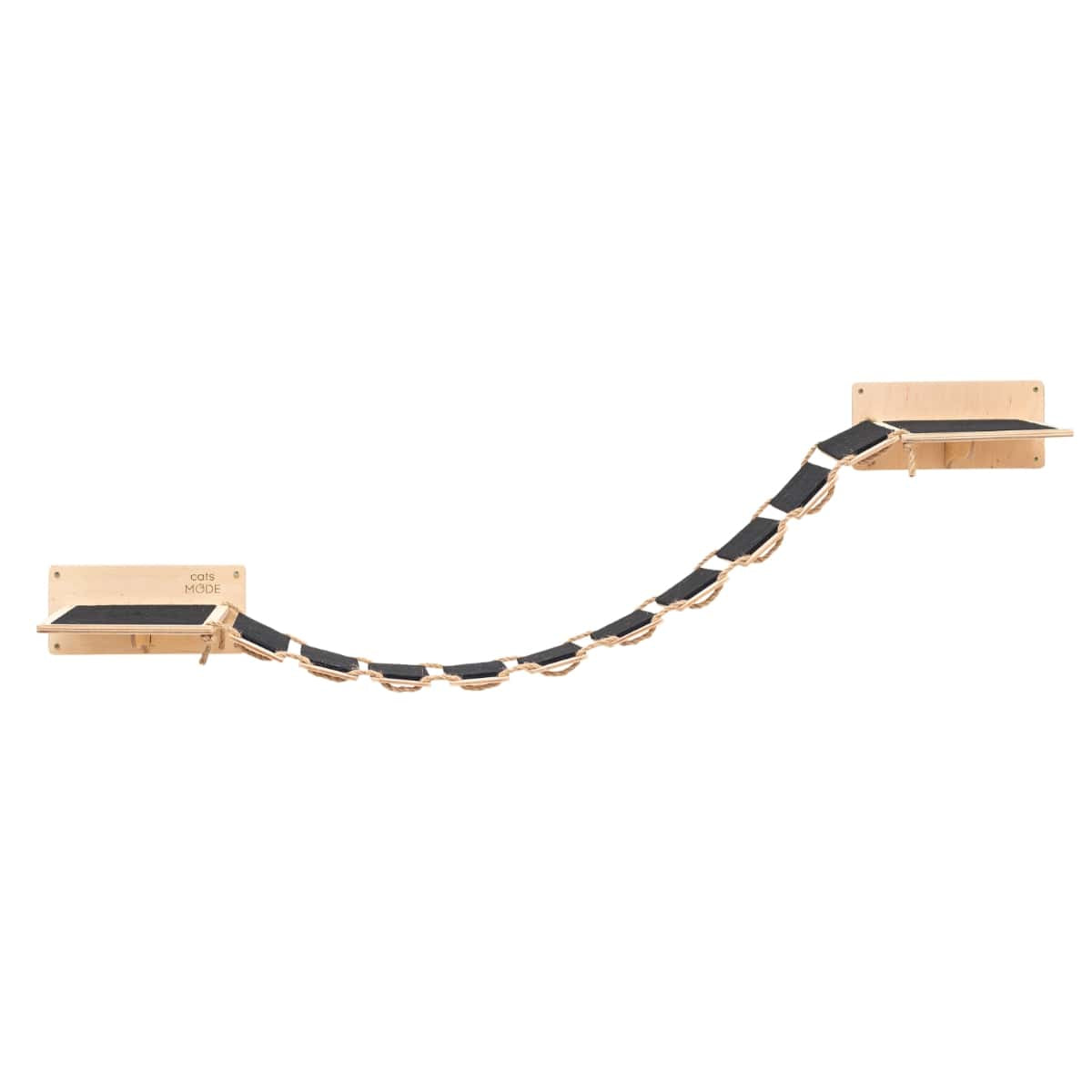 Wall-Mounted Wooden Cat Bridge with Felt-Covered Stairs, 48.8"