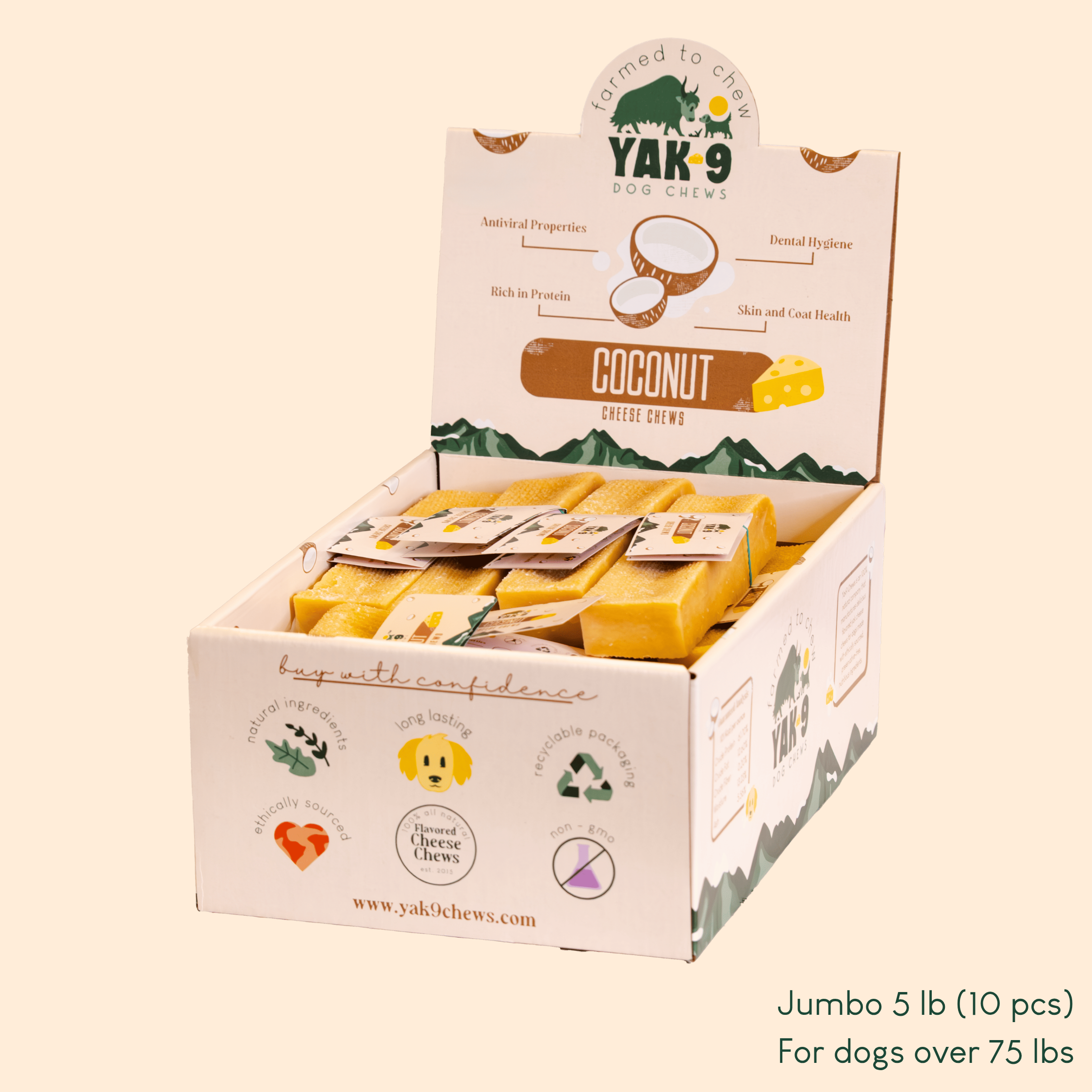 Coconut Cheese Dog Chews with Yak and Cow Milk