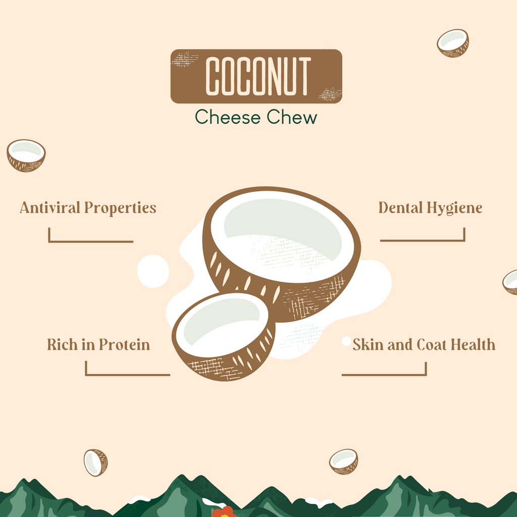 Coconut Cheese Dog Chews with Yak and Cow Milk