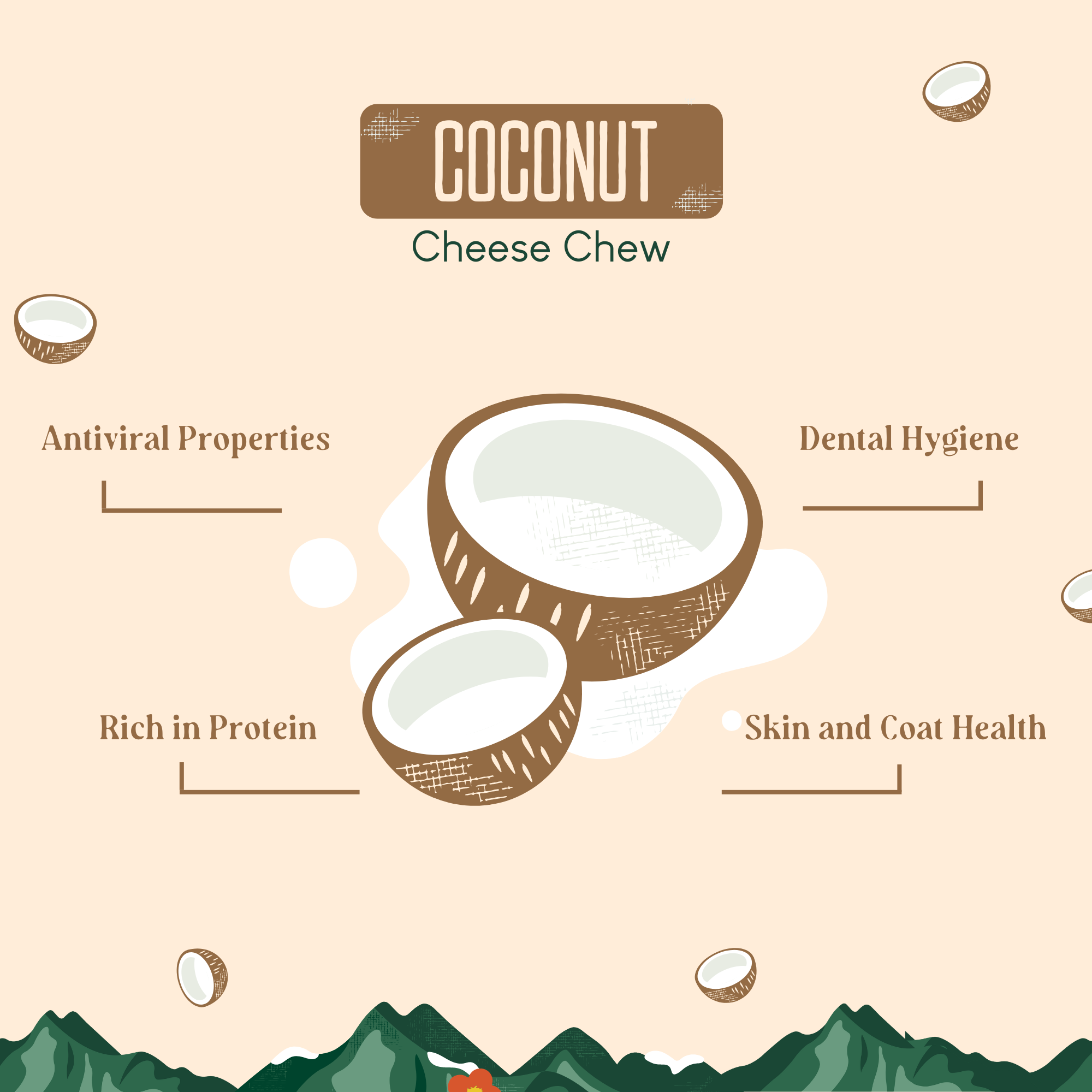 Coconut Cheese Dog Chews with Yak and Cow Milk