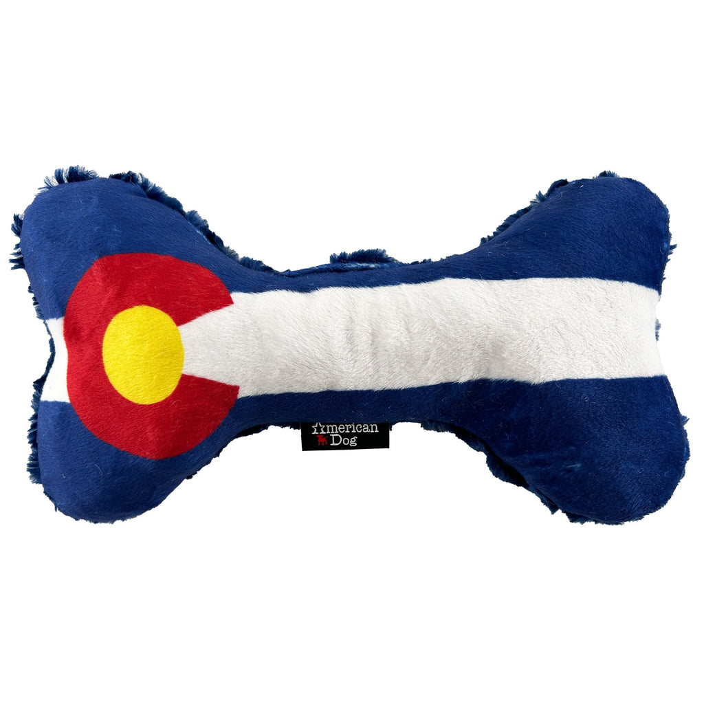 Colorado Flag Bone Dog Toy – Plush Squeaky Minky Fleece