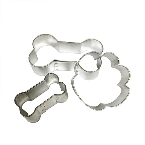 Dog Treat Cookie Cutter Set – Bone and Paw Shapes, Tin, 3-Pack