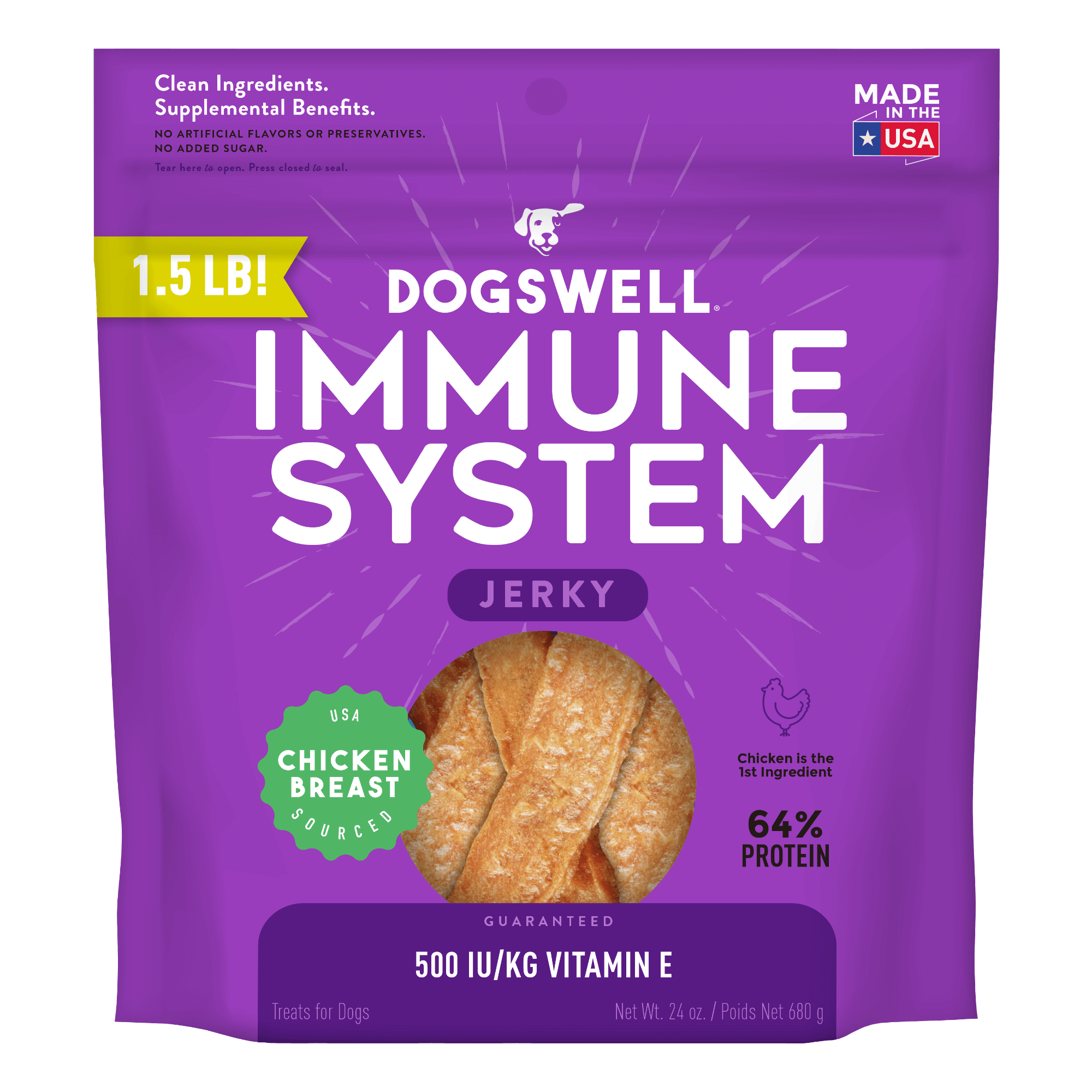 Chicken Breast Jerky Dog Treats with Vitamin E & Flaxseed Oil