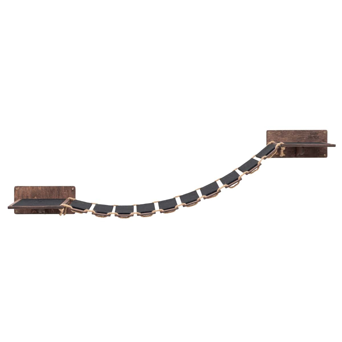 Wooden Cat Bridge with Felt-Covered Stairs, Wall-Mounted, 48.8"