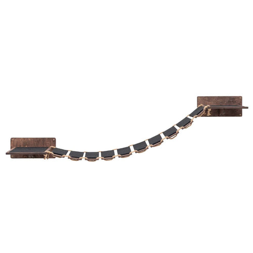 Wooden Cat Bridge with Felt-Covered Stairs, Wall-Mounted, 48.8"