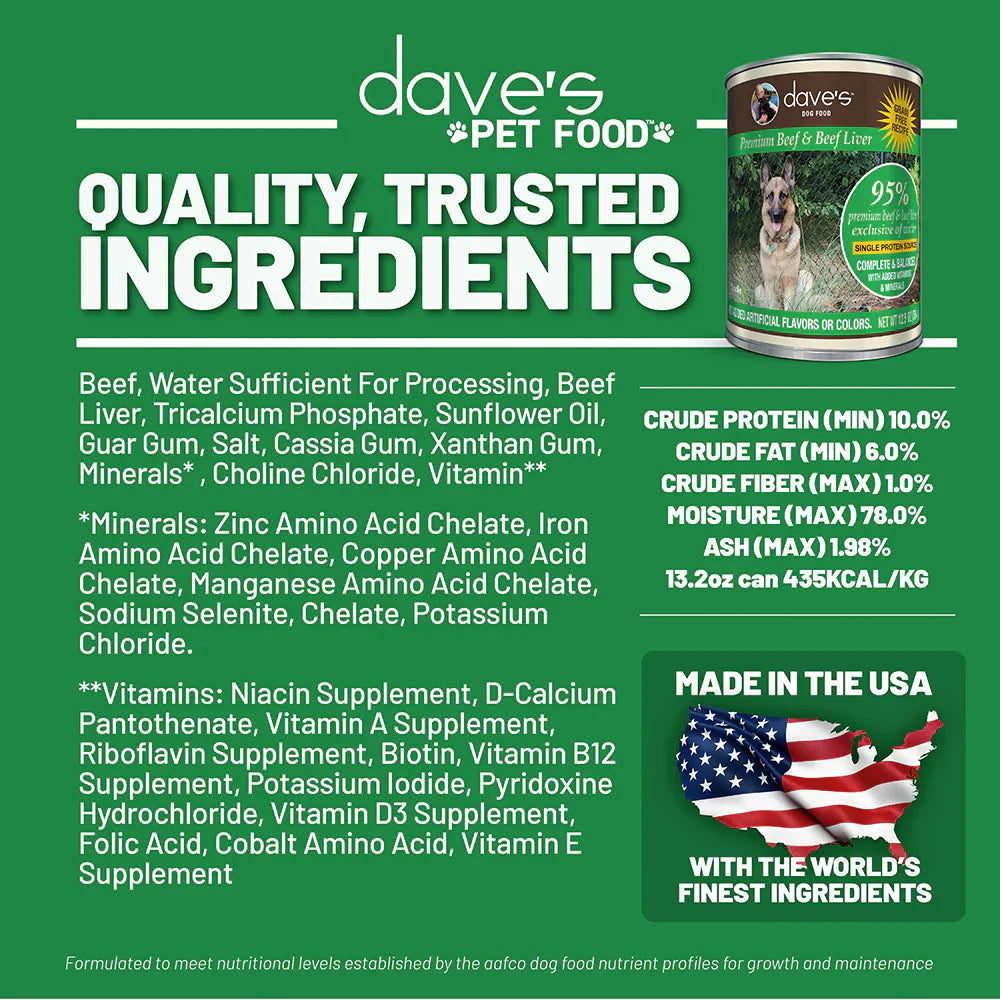 Dave’s 95% Beef & Beef Liver Canned Dog Food
