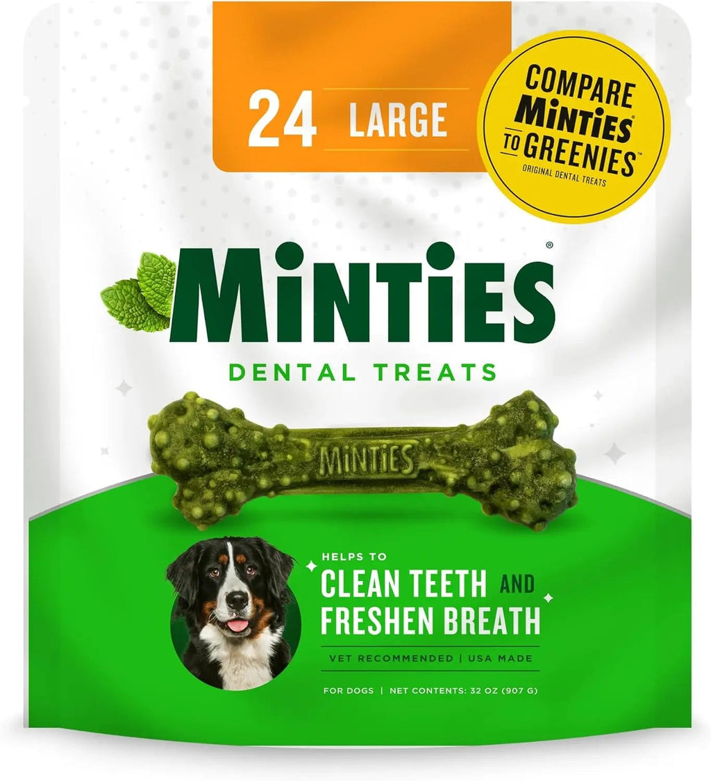 Minties Dental Dog Treats for Medium & Large Dogs 50 lbs+