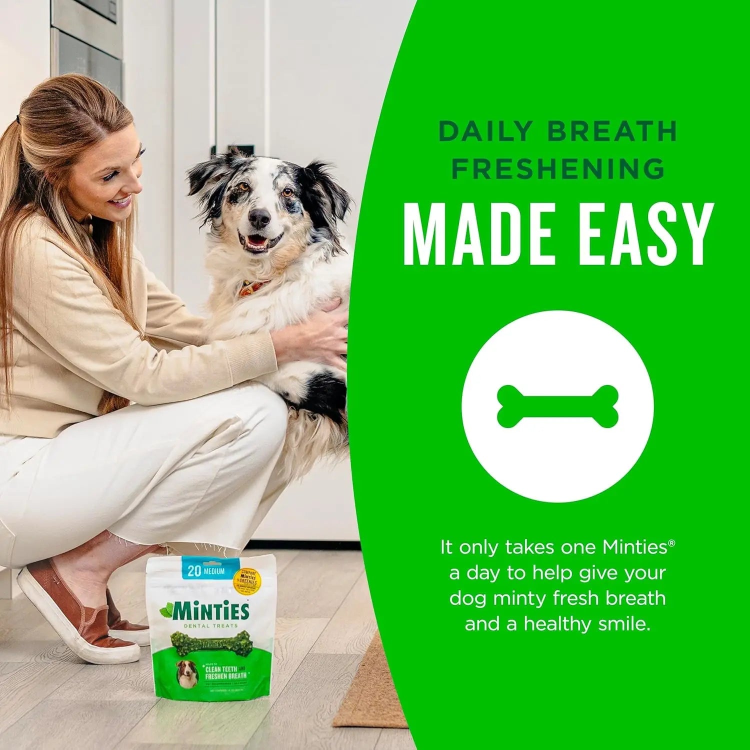 Minties Dental Dog Treats for Medium & Large Dogs 50 lbs+