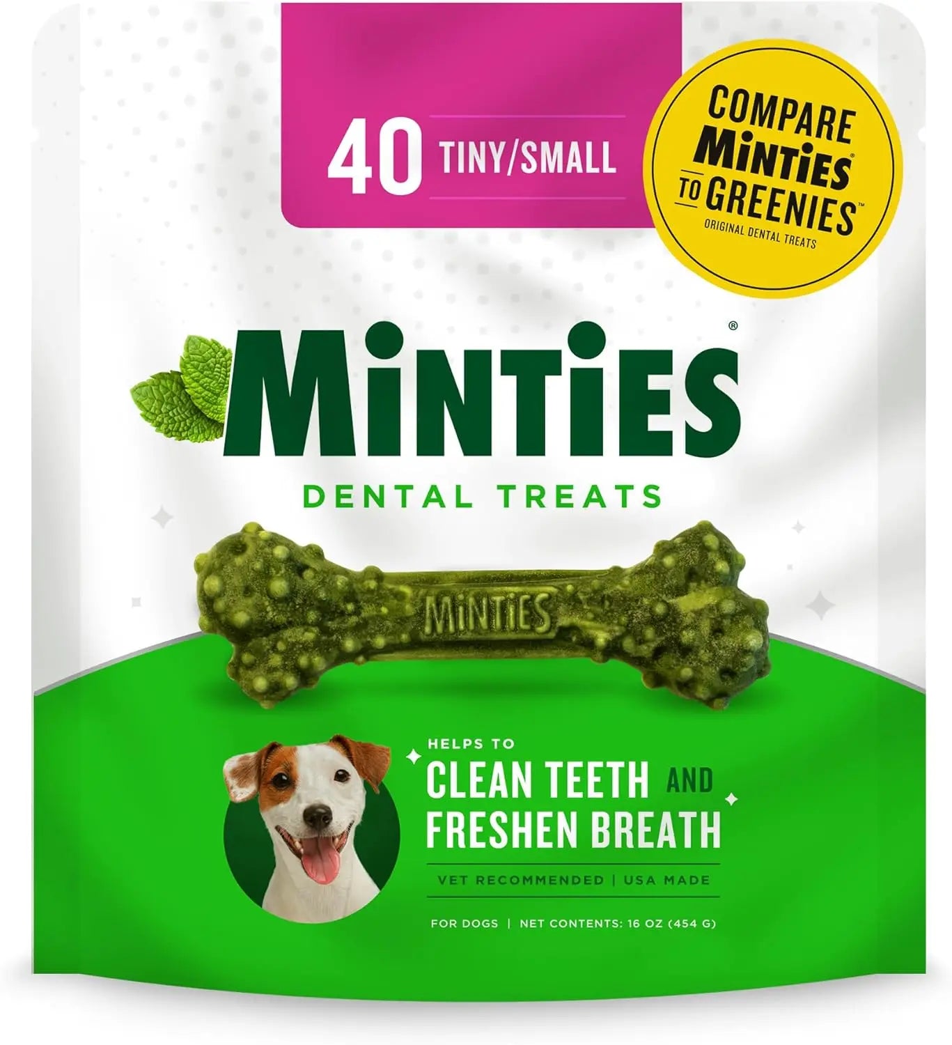 Minties Dental Dog Treats for Medium & Large Dogs 50 lbs+