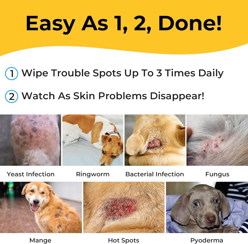 Chlorhexidine & Ketoconazole Medicated Pet Wipes for Dogs & Cats