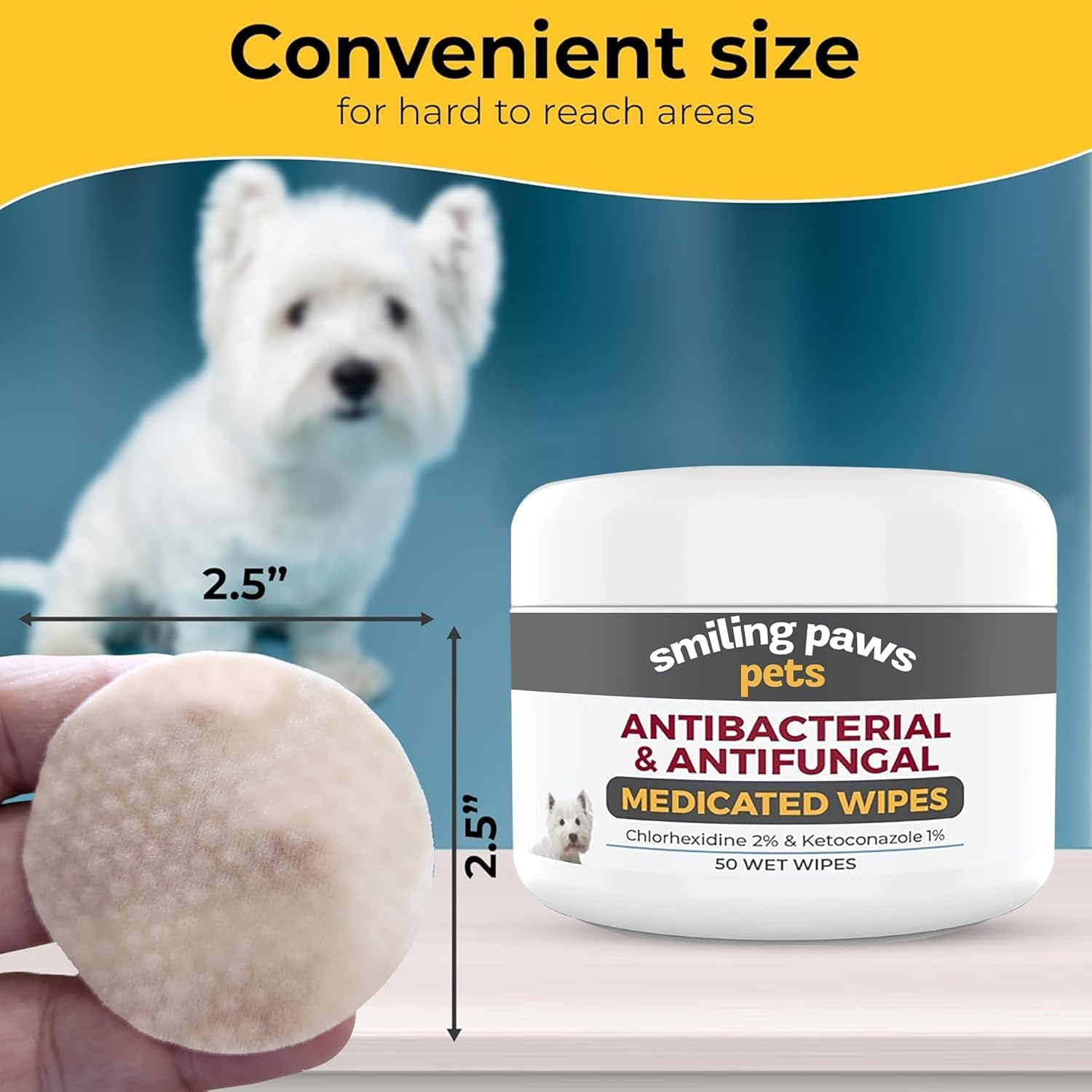 Chlorhexidine & Ketoconazole Medicated Pet Wipes for Dogs & Cats