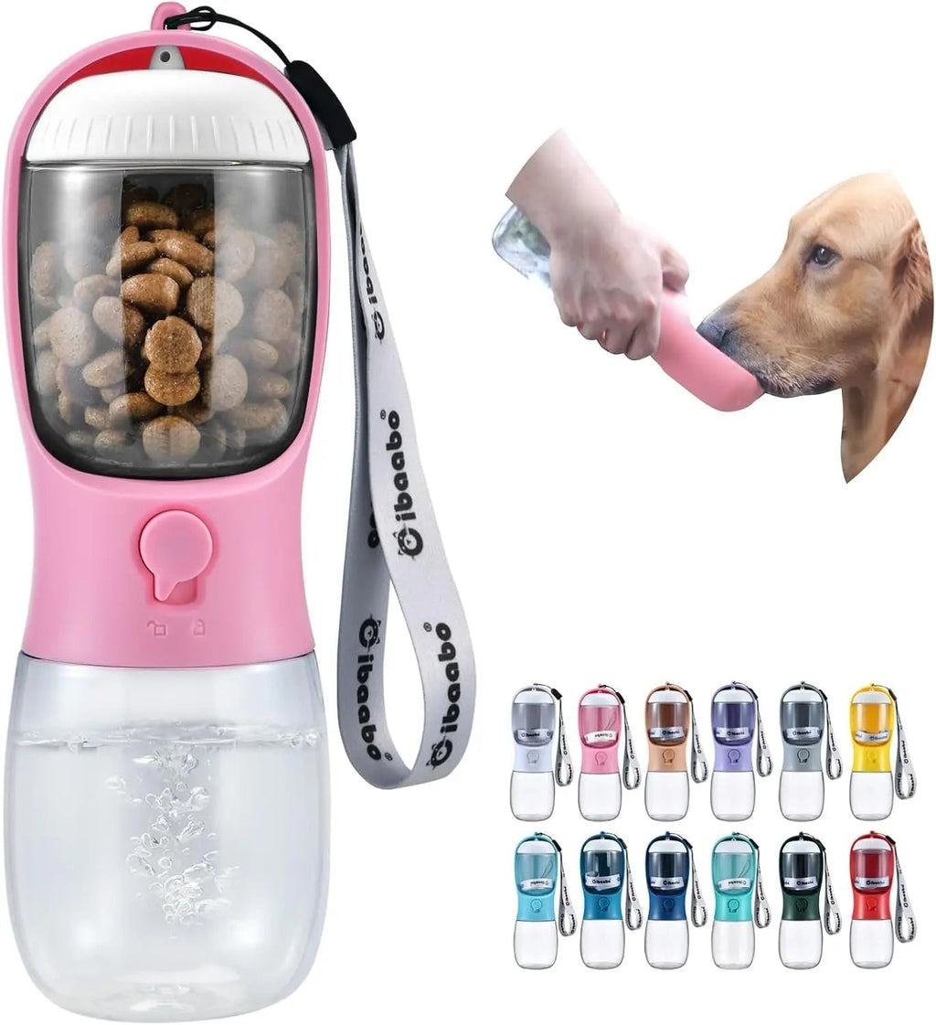 2-in-1 Dog Water Bottle and Food Container, Travel-Friendly