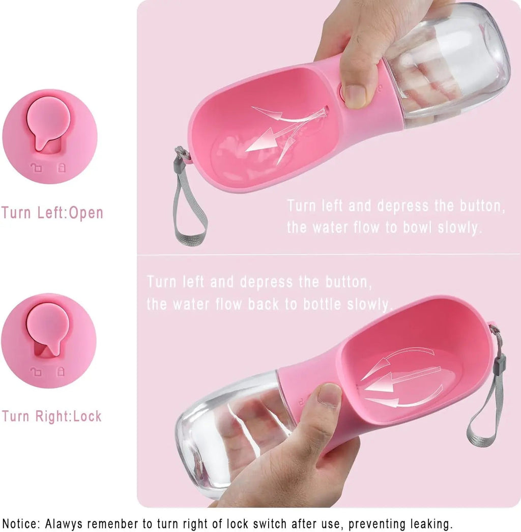 2-in-1 Dog Water Bottle and Food Container, Travel-Friendly
