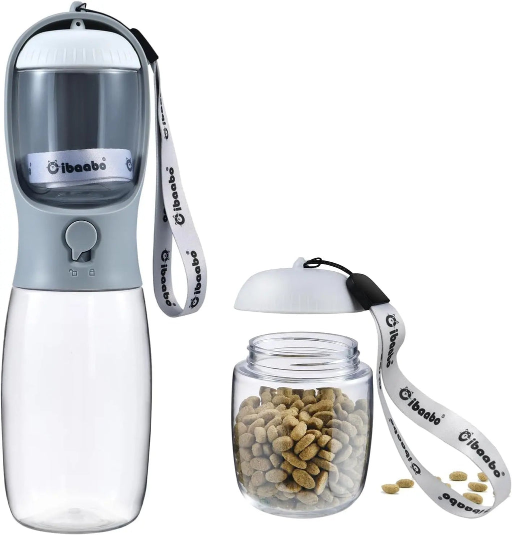 2-in-1 Dog Water Bottle and Food Container, Travel-Friendly