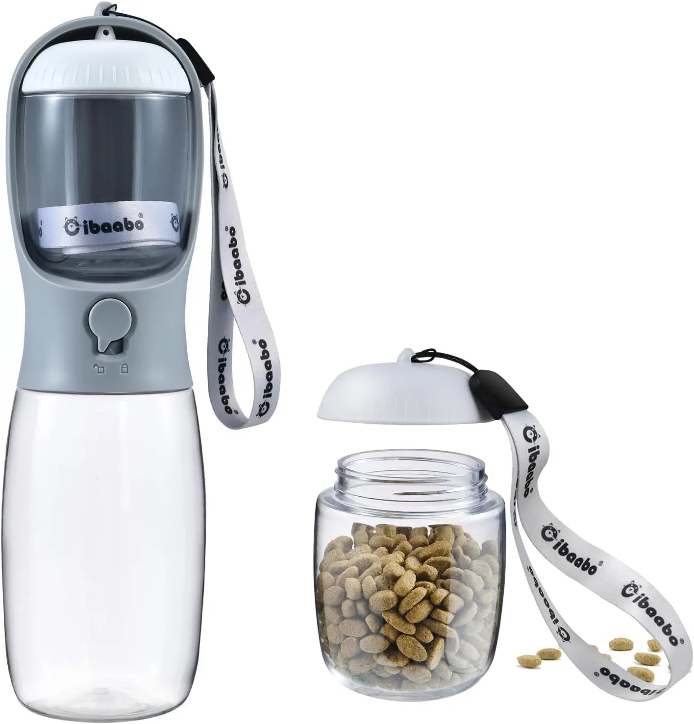 2-in-1 Dog Water Bottle and Food Container, Travel-Friendly