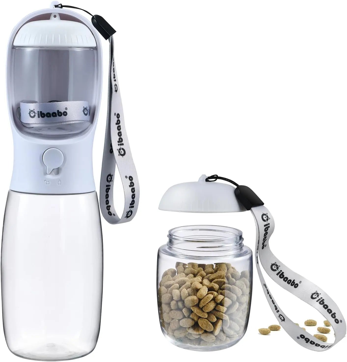 2-in-1 Dog Water Bottle and Food Container, Travel-Friendly