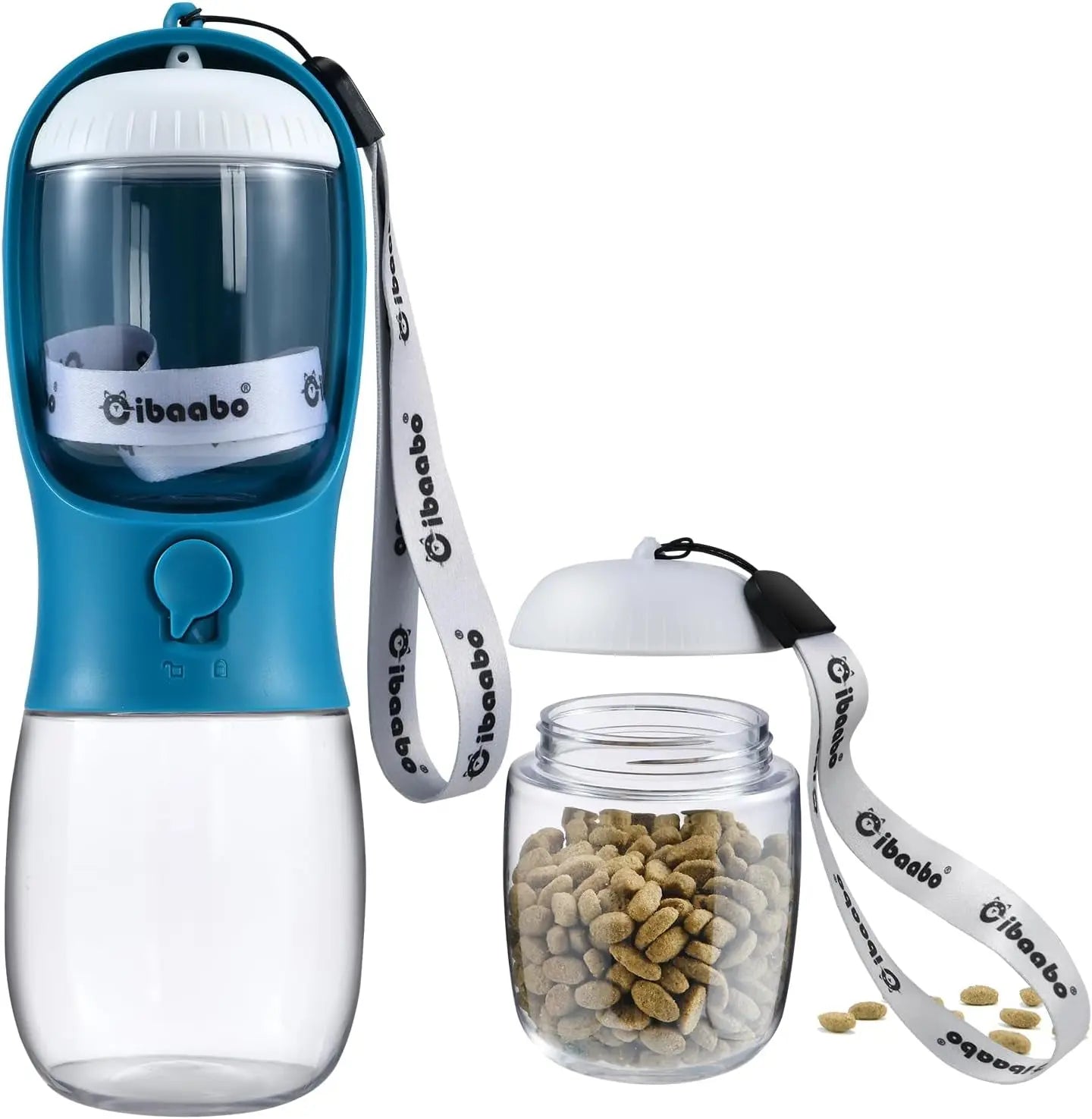 2-in-1 Dog Water Bottle and Food Container, Travel-Friendly