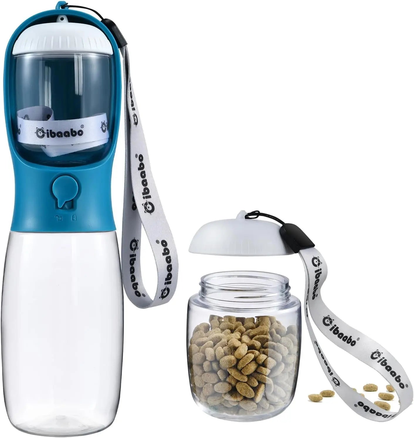 2-in-1 Dog Water Bottle and Food Container, Travel-Friendly