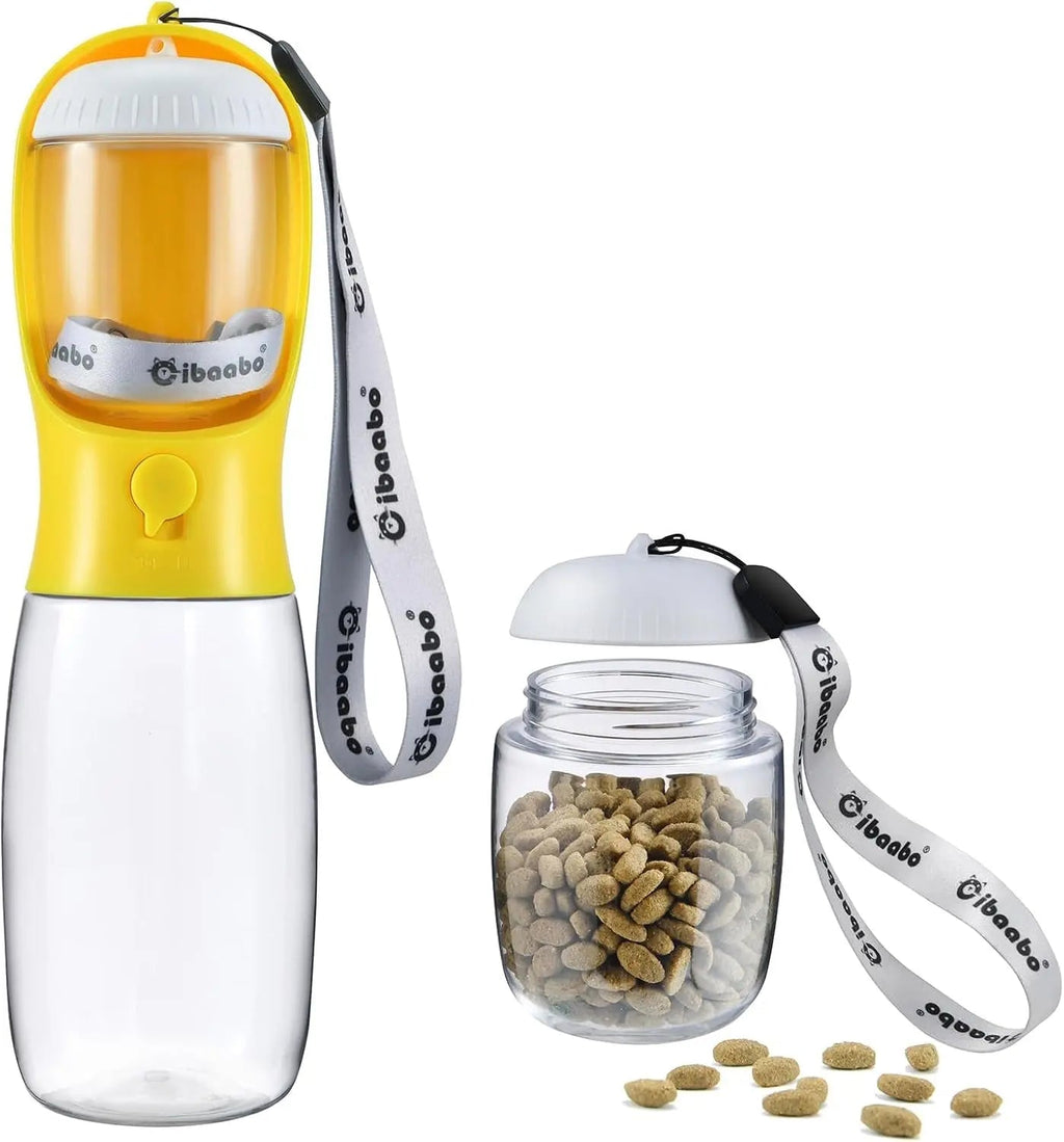 2-in-1 Dog Water Bottle and Food Container, Travel-Friendly