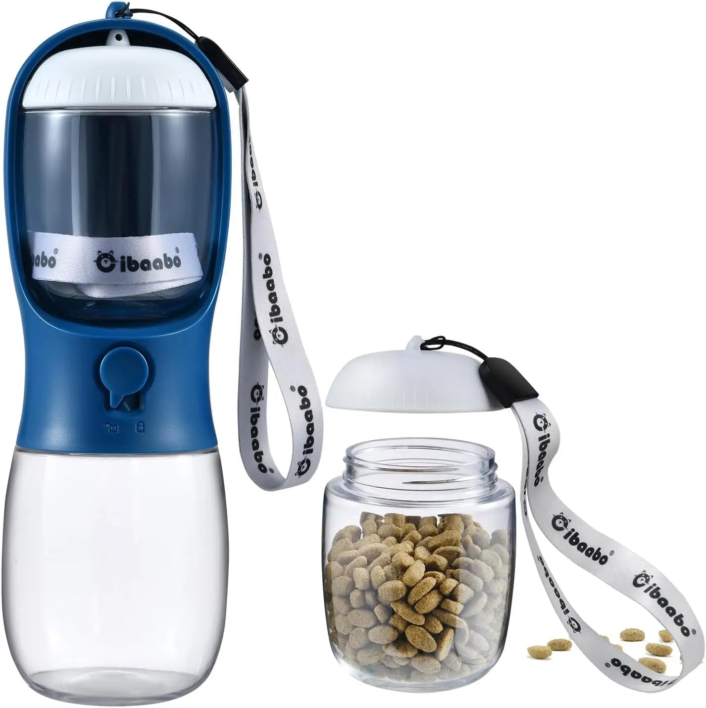 2-in-1 Dog Water Bottle and Food Container, Travel-Friendly