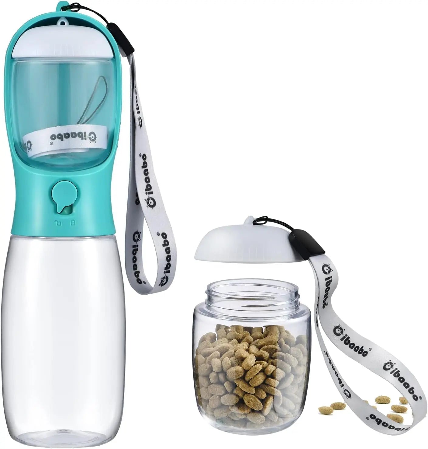 2-in-1 Dog Water Bottle and Food Container, Travel-Friendly