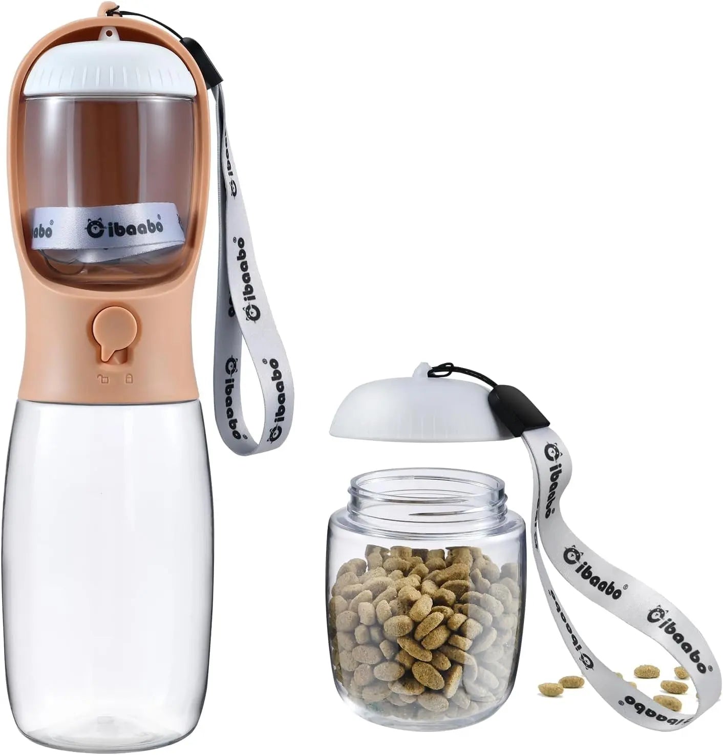 2-in-1 Dog Water Bottle and Food Container, Travel-Friendly