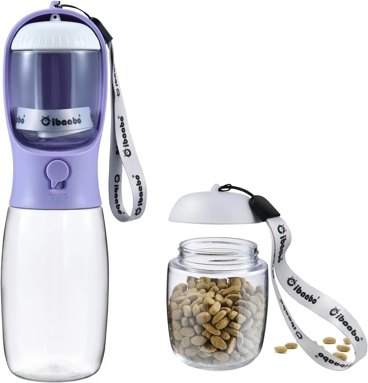 2-in-1 Dog Water Bottle and Food Container, Travel-Friendly