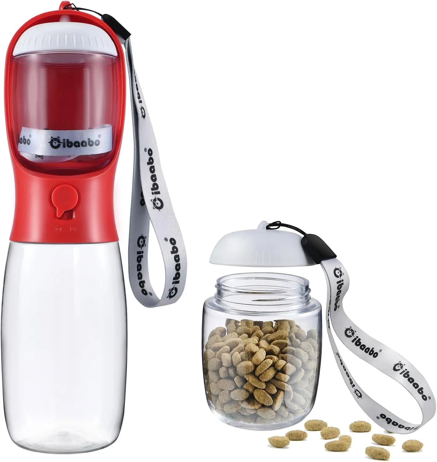 2-in-1 Dog Water Bottle and Food Container, Travel-Friendly