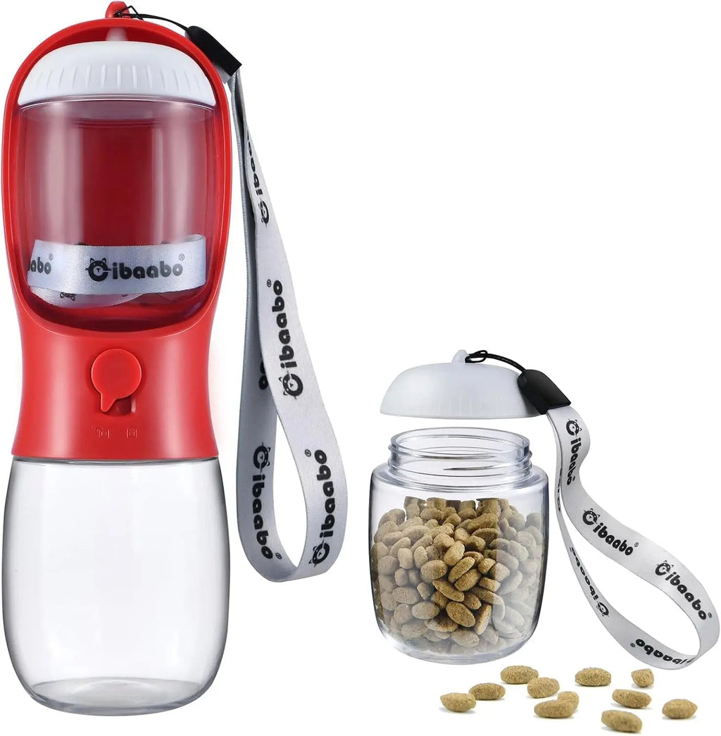 2-in-1 Dog Water Bottle and Food Container, Travel-Friendly