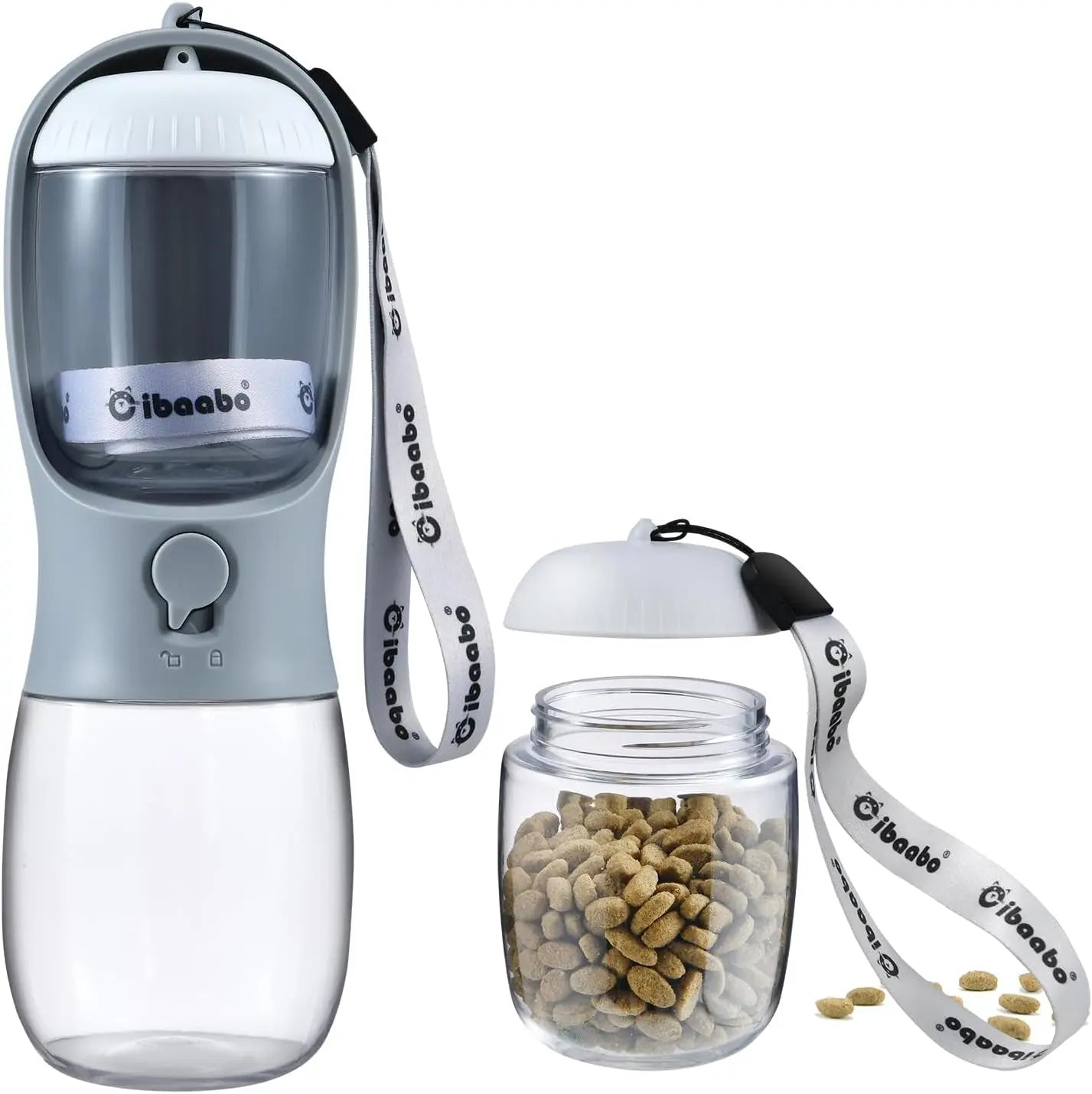 2-in-1 Dog Water Bottle and Food Container, Travel-Friendly