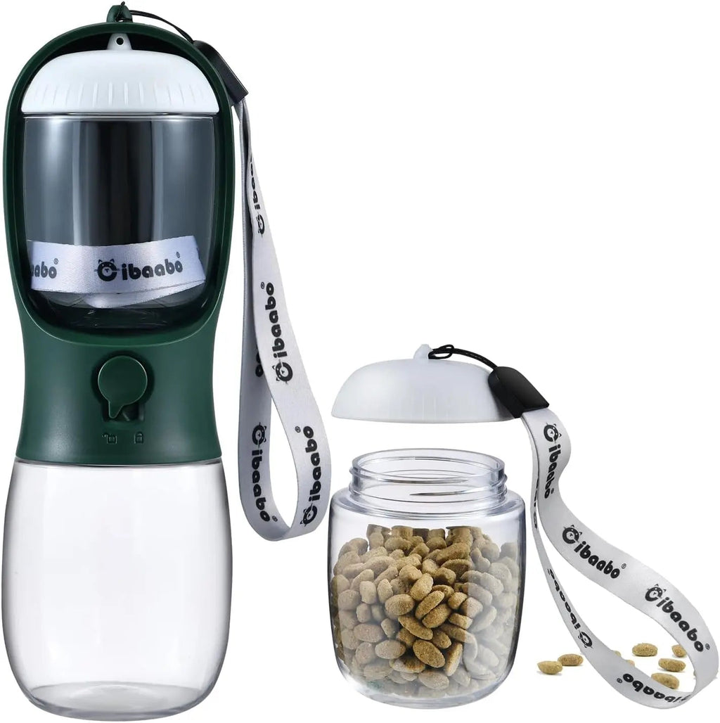 2-in-1 Dog Water Bottle and Food Container, Travel-Friendly