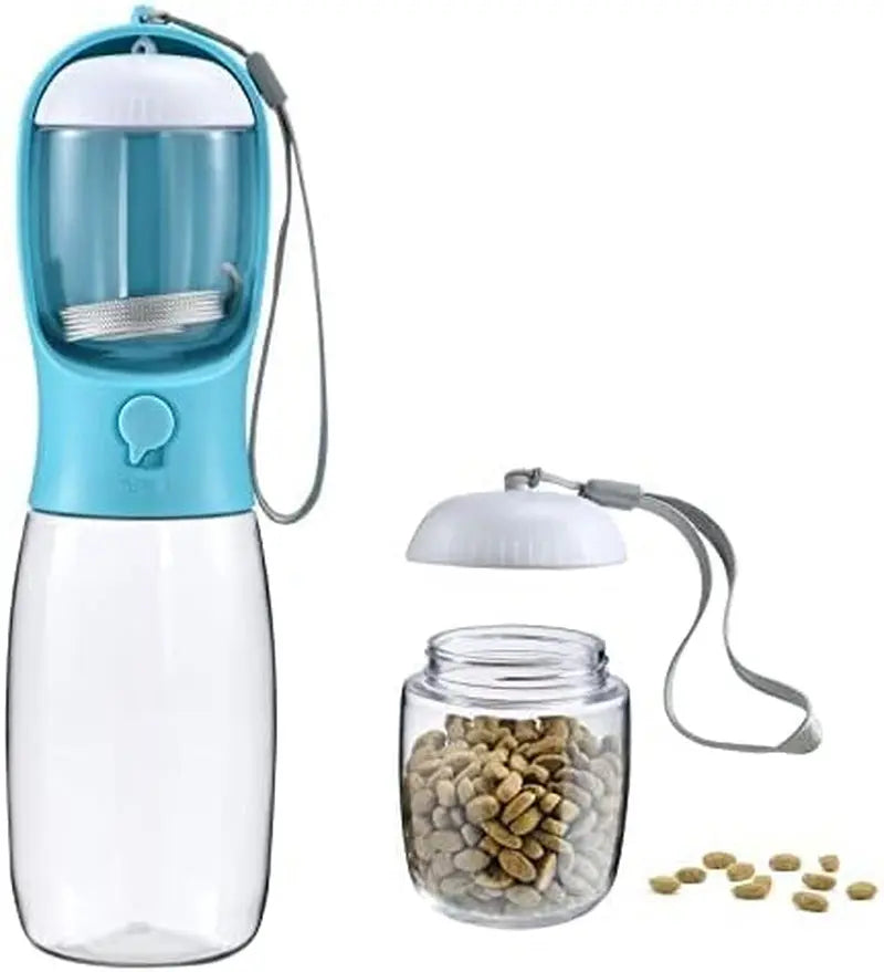 2-in-1 Dog Water Bottle and Food Container, Travel-Friendly