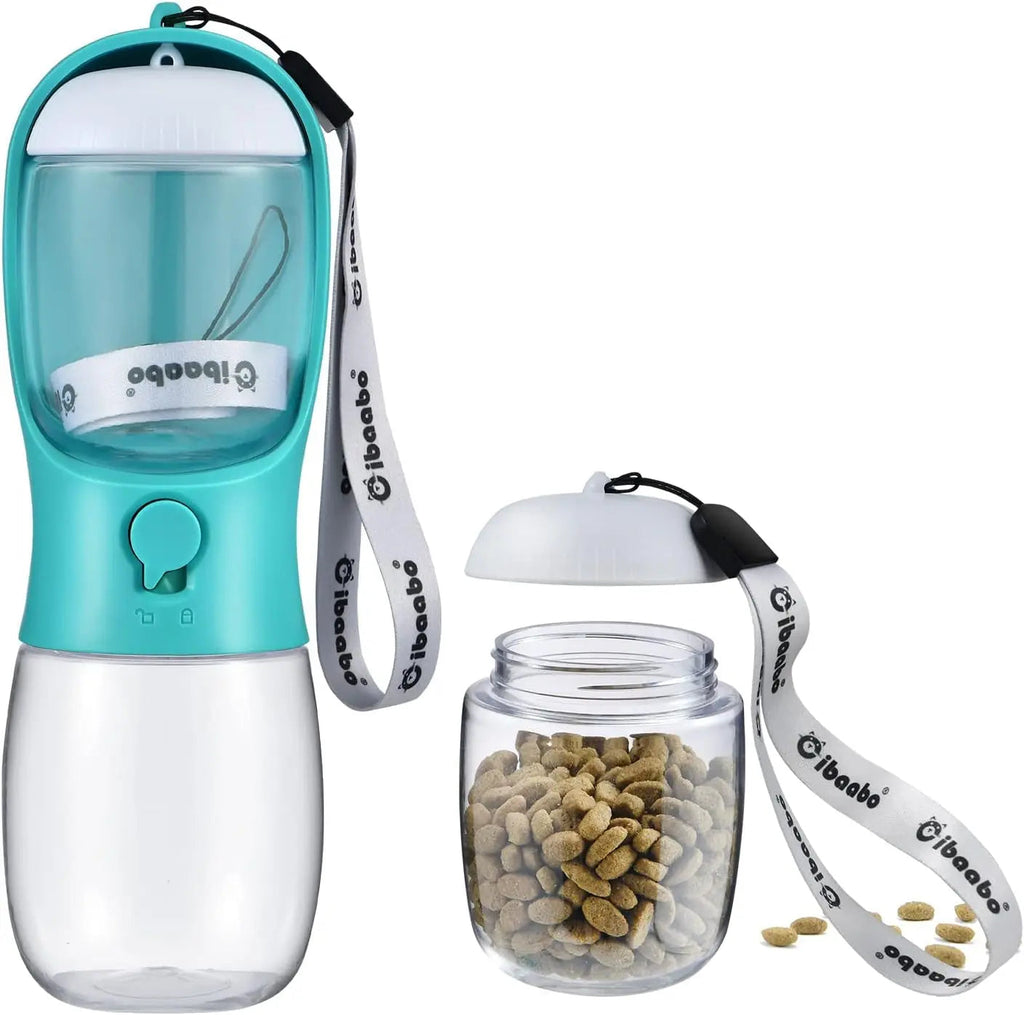 2-in-1 Dog Water Bottle and Food Container, Travel-Friendly