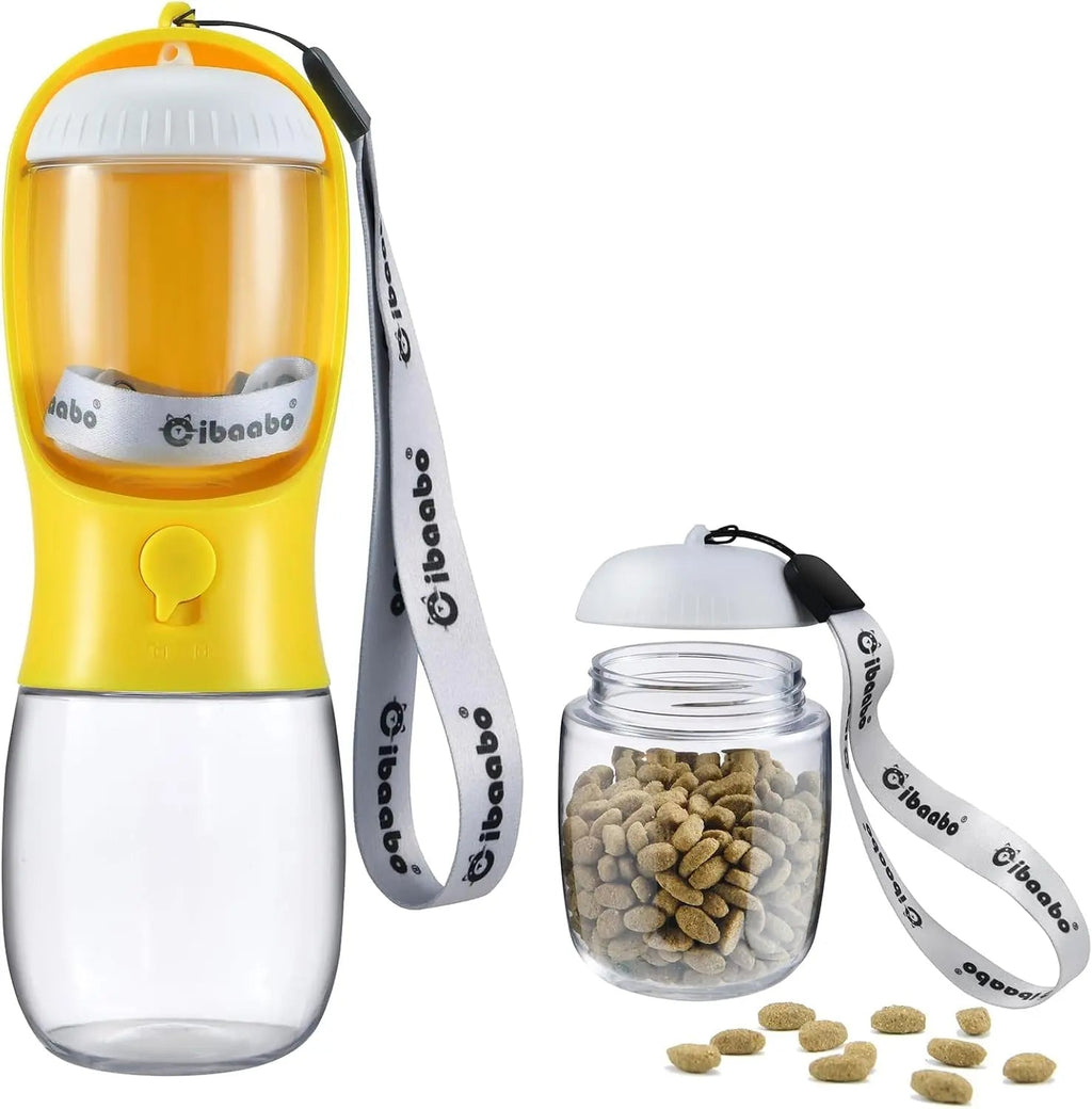2-in-1 Dog Water Bottle and Food Container, Travel-Friendly
