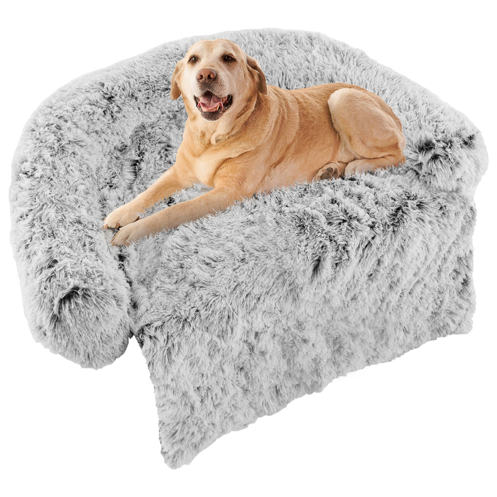 Gray Plush Calming Dog Couch Bed – Large Size by Gbruno