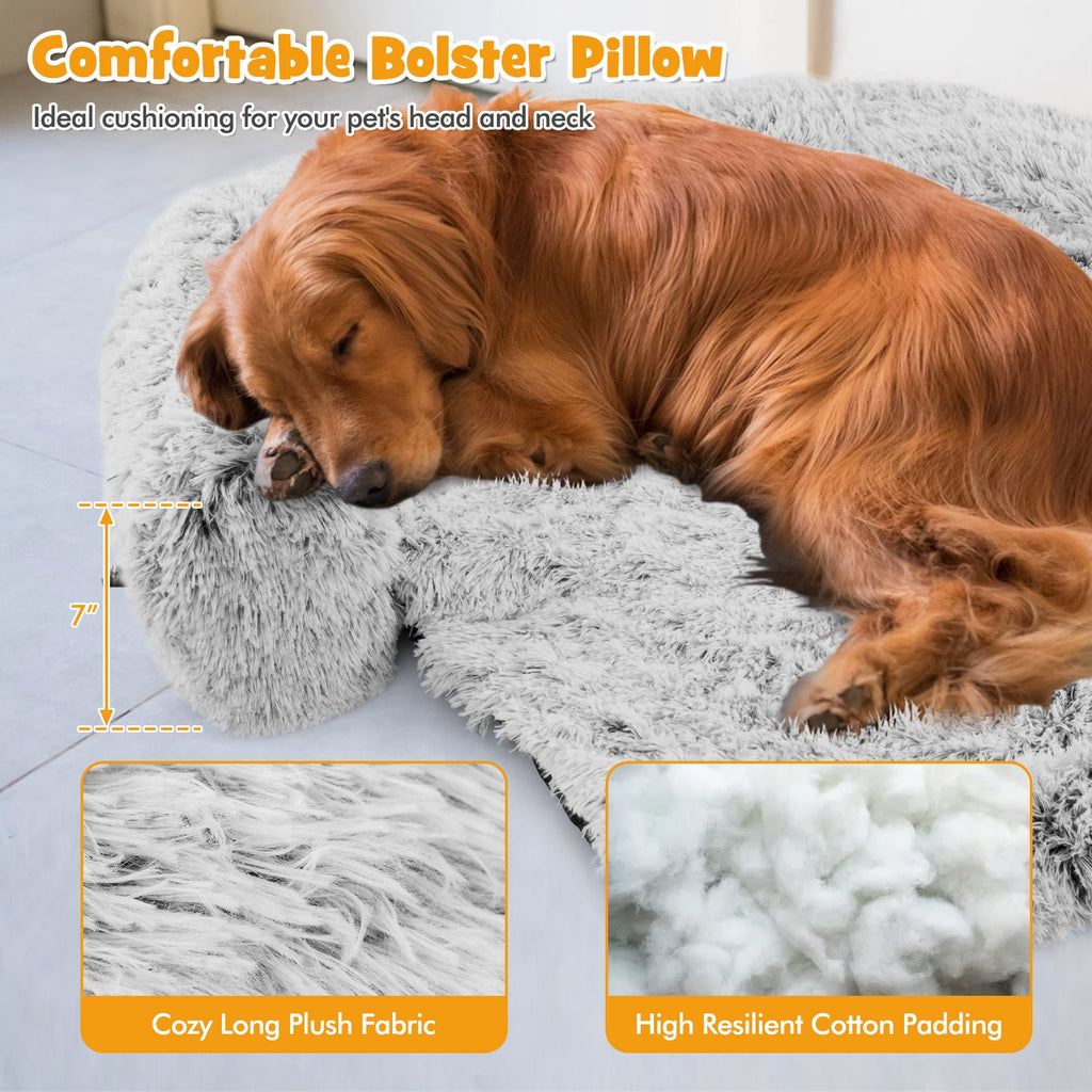 Gray Plush Calming Dog Couch Bed – Large Size by Gbruno